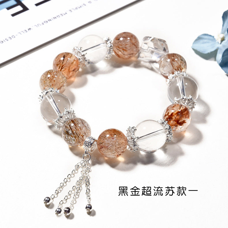 Black Gold Brown Crystal Wristband New Arrival Natural White Crystal Hand String