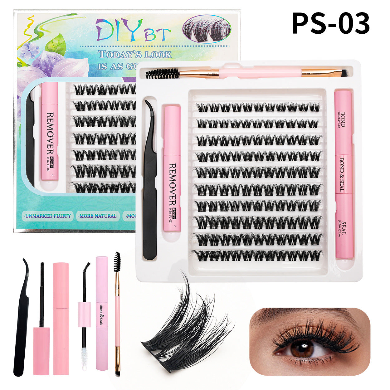 3D Traceless False Eyelashes 5-Piece Set Soft 8D Mink-like Glue Remover Tweezer Set