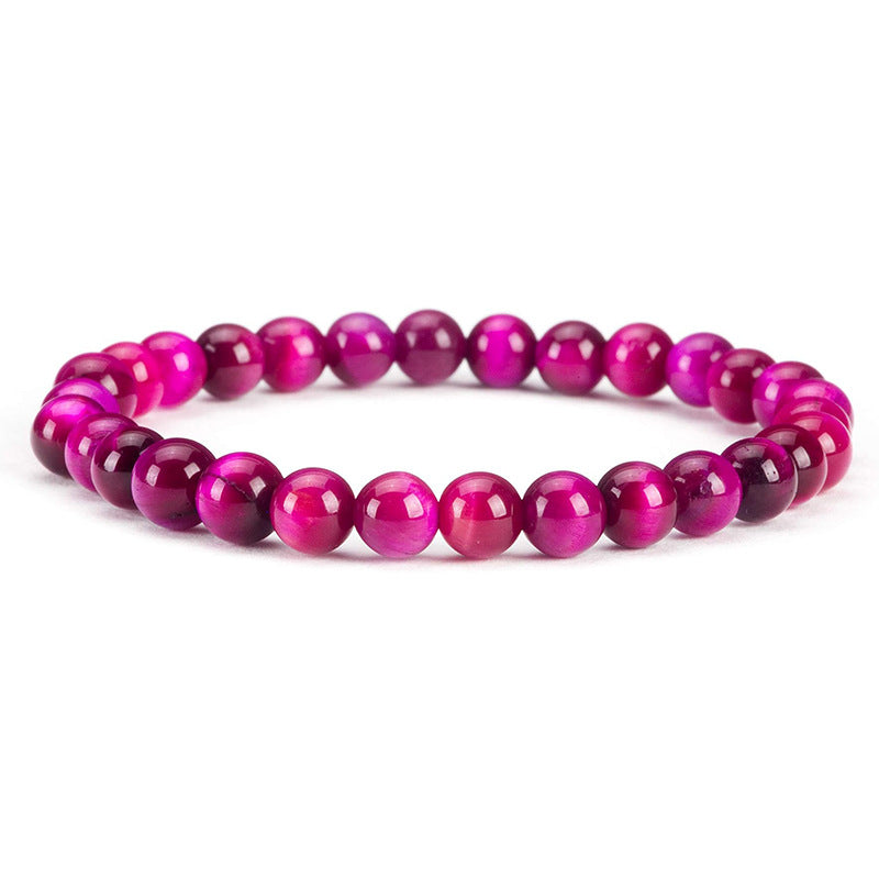 6mm Natural Crystal Stone Beaded Bracelet Elastic String Tigereye Agate Bracelet Female Accessories