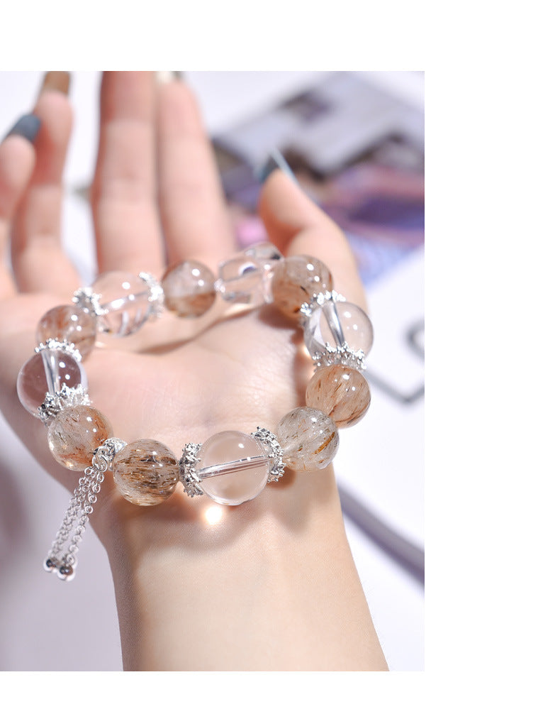 Black Gold Brown Crystal Wristband New Arrival Natural White Crystal Hand String