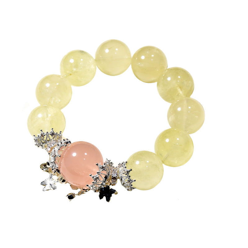 Yellow Citrine Beads Combined with Pink Quartz Bracelet