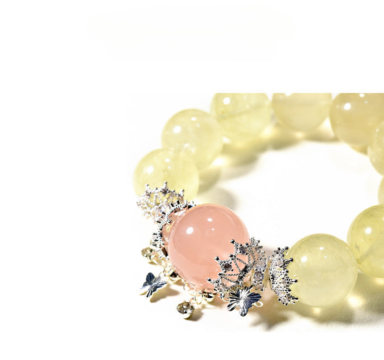 Yellow Citrine Beads Combined with Pink Quartz Bracelet